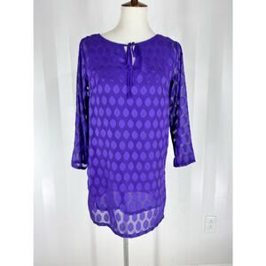 LINEA Women’s Purple Sheer Long Sleeve TunicSz XXS